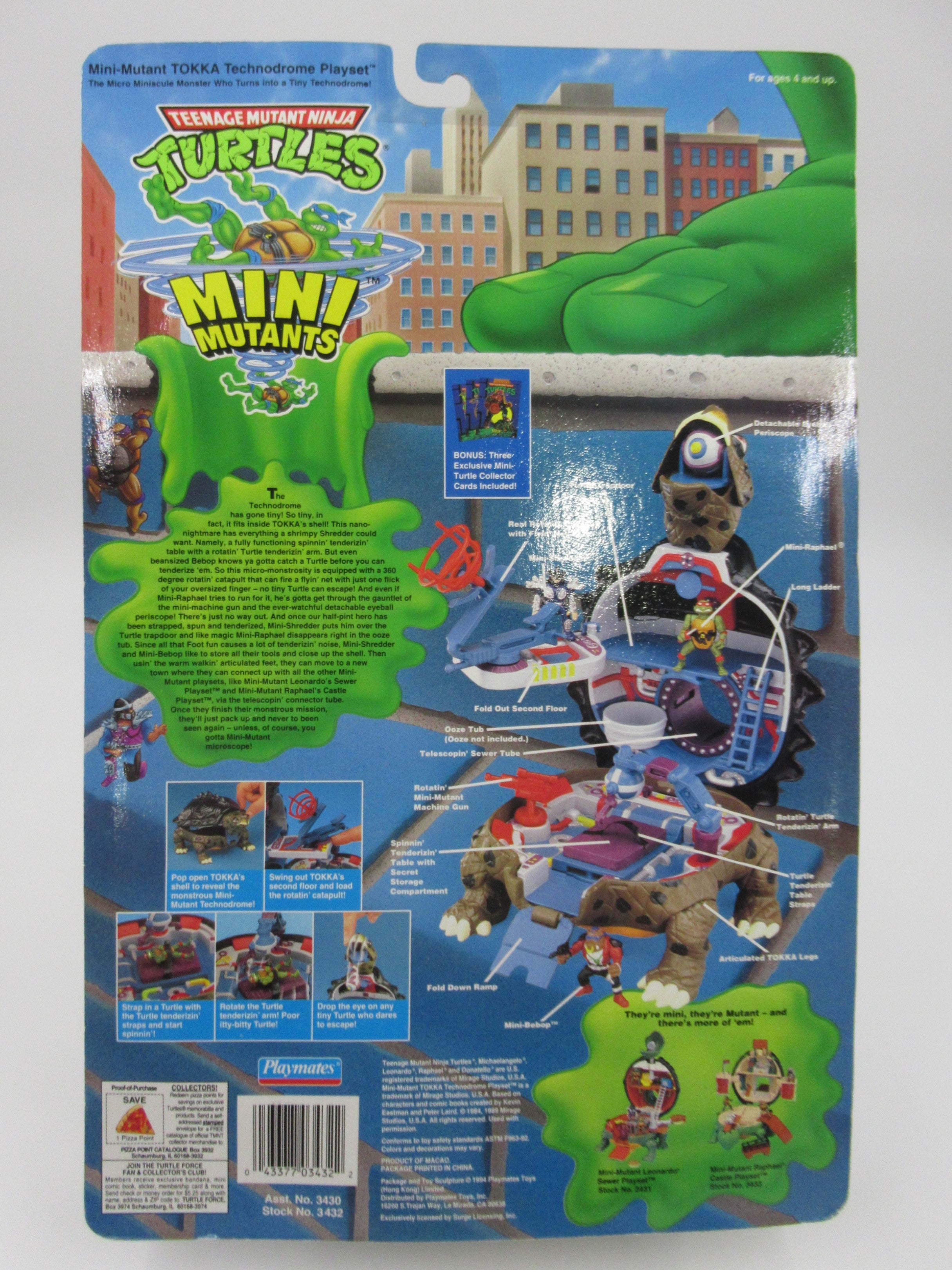 Teenage Mutant Ninja Turtles Mini Mutants Tokka Technodrome Playset TMNTs- Playmates (1994)